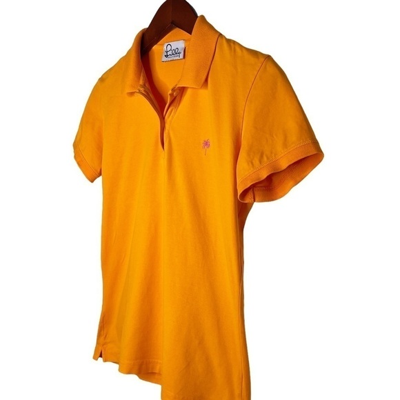 LILLY PULITZER Embroidered Palm Logo Knit Polo Shirt in Tangerine Orange - Picture 2 of 10